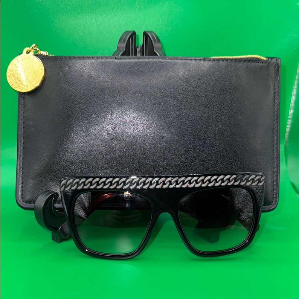 Stella McCartney Black and Silver Sunglasses Bold Oversized Style